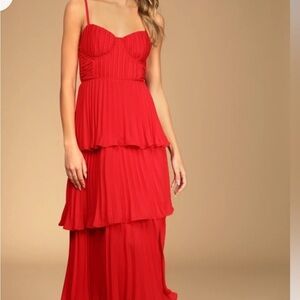 Lulu's Vibrant Scarlet Tiered Maxi Dress